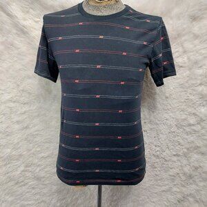 Nike Men's Black Red and White Logo Horizontal Stripes T-Shirt Size: S
